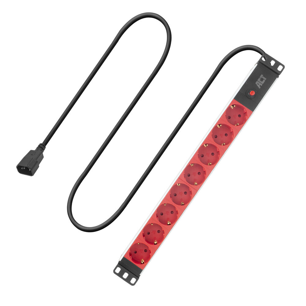ACT Stekkerdoos PDU 19" C14 IEC60320 8-voudig type F, 3m H05VV-F 3G1.0