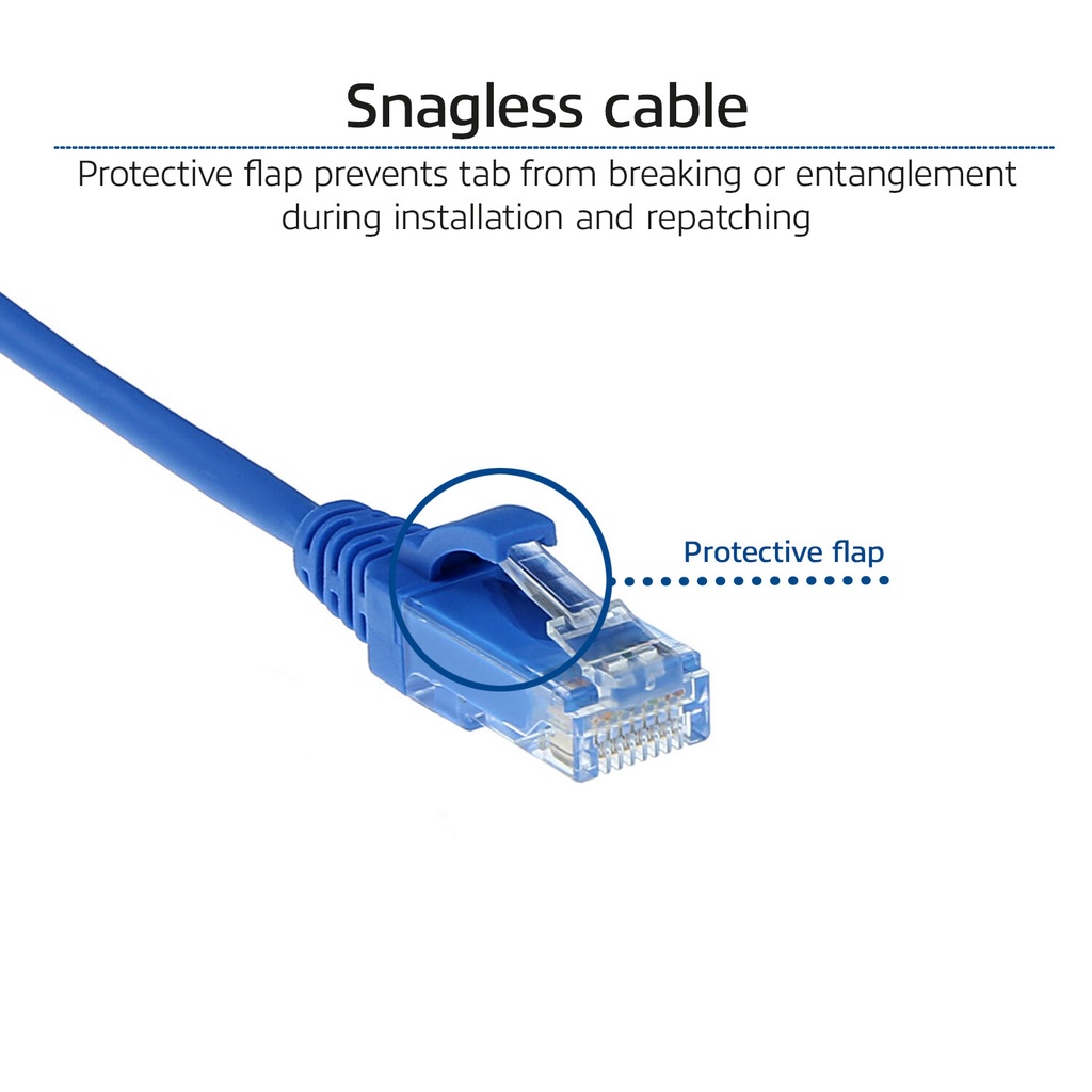 ACT Blauwe 1.5 meter LSZH U/UTP CAT6 datacenter slimline patchkabel snagless met RJ45 connectoren - Afbeelding 5