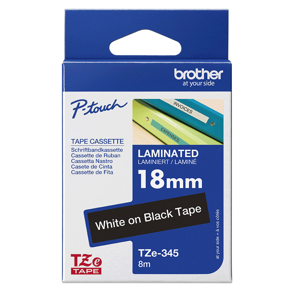Brother TZE-345 labelprinter-tape Wit op zwart - Afbeelding 4