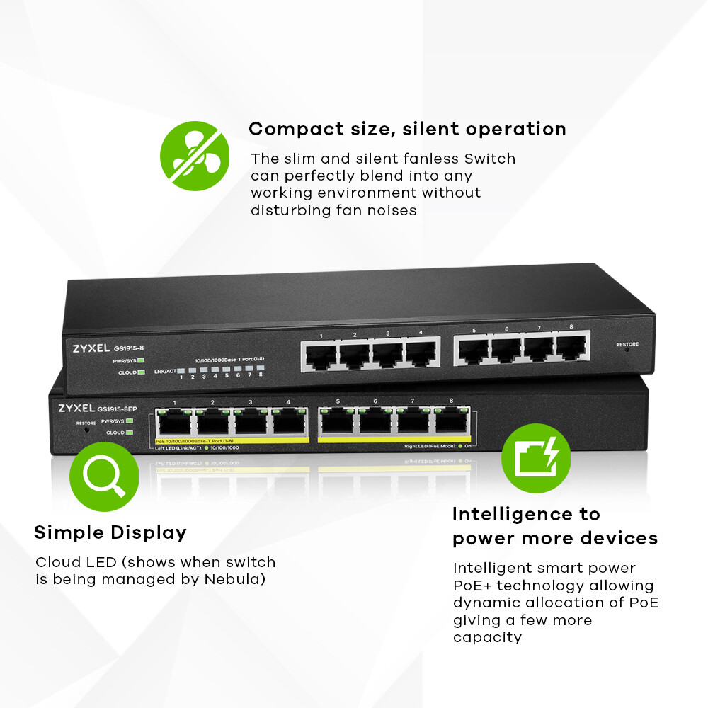 Zyxel GS1915-8 Managed L2 Gigabit Ethernet (10/100/1000) Zwart - Afbeelding 4