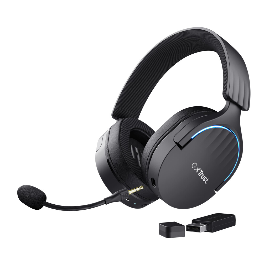 Trust GXT 491 Fayzo Gaming Headset - Draadloze gamingheadset – Bluetooth en USB verbinding – Afneembare microfoon – Zwart