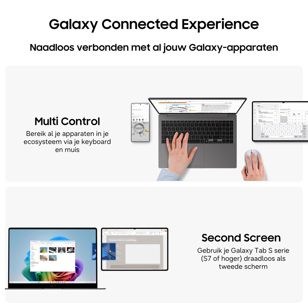 Samsung Galaxy Book6 Book6 16" W11Pro U7 32GB 512GB EE Gray Copilot+ PC Intel Core Ultra 7 355 Laptop 40,6 cm (16") WUXGA+ LPDDR - Afbeelding 14